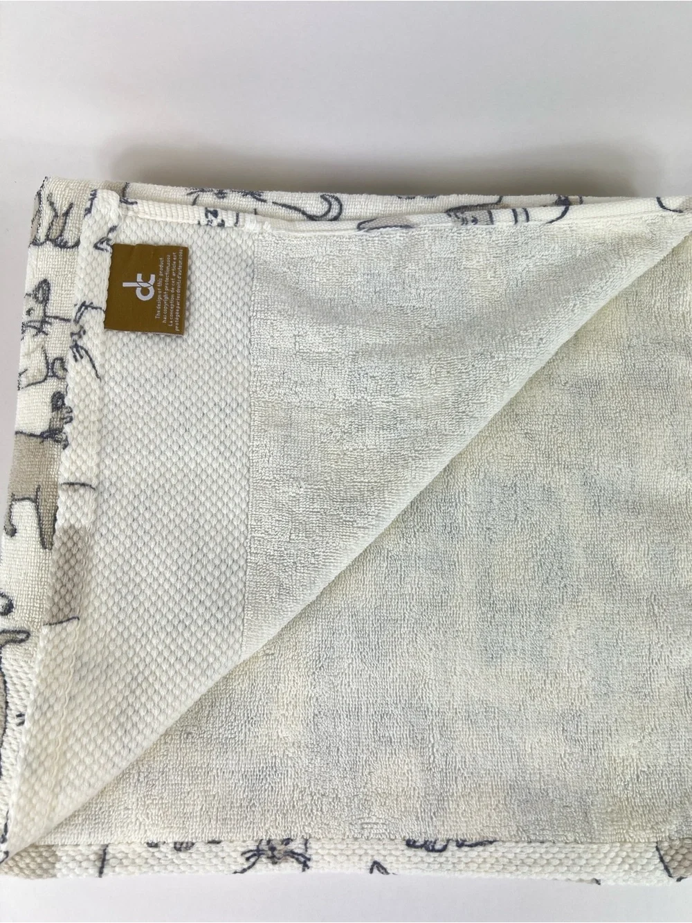 Deborah Connolly Bath Towel Set Cat Print Cream Tan Gray Cotton Blend 11 Pc NEW